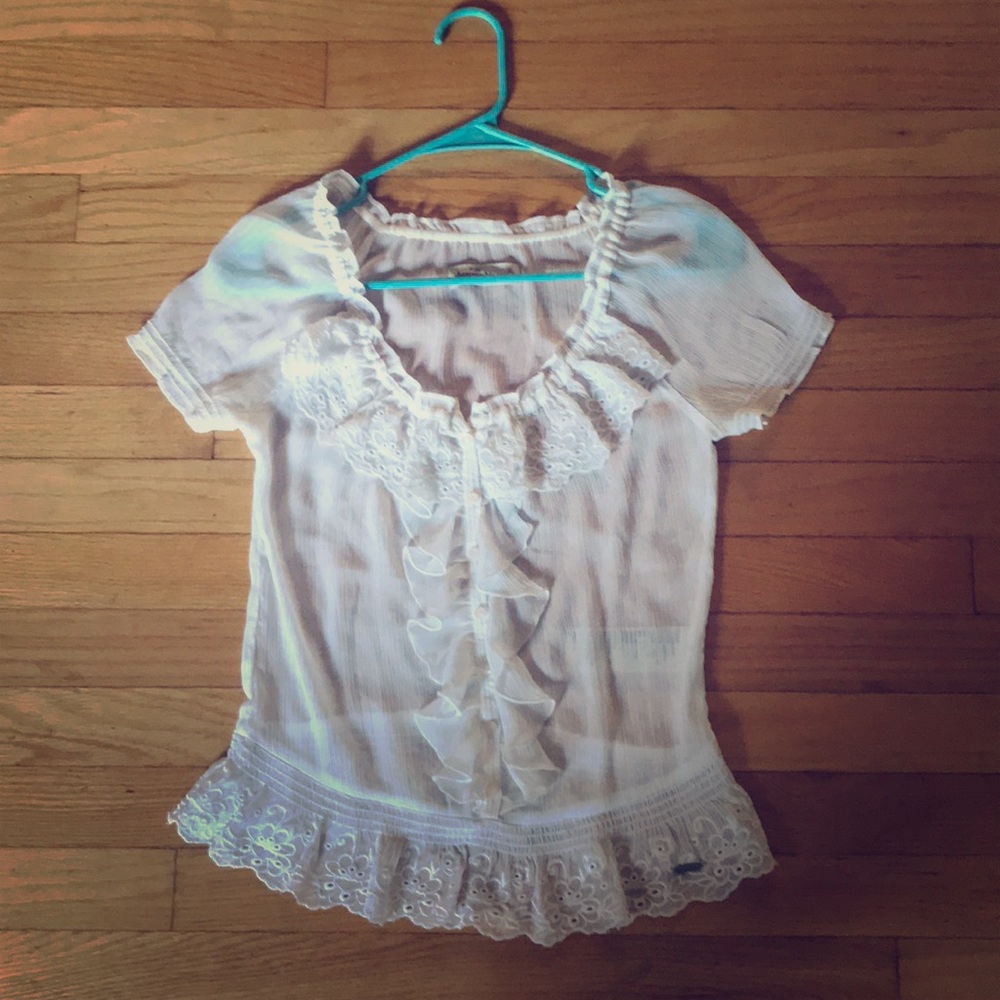 Abercombie White See-through Blouse